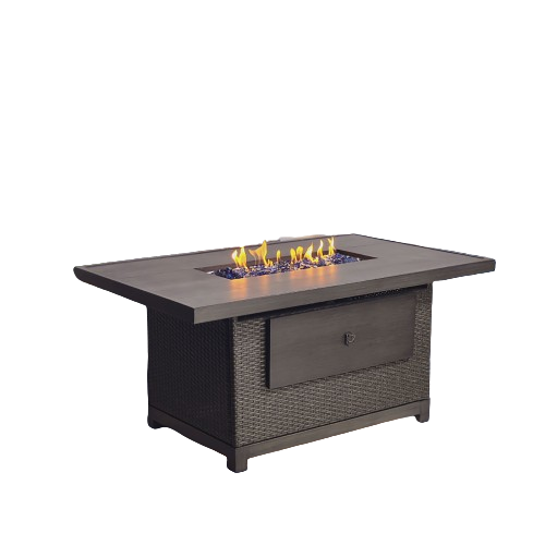 Kinger Home Novi 52" Rattan Wicker Outdoor Patio Fire Pit Table With
