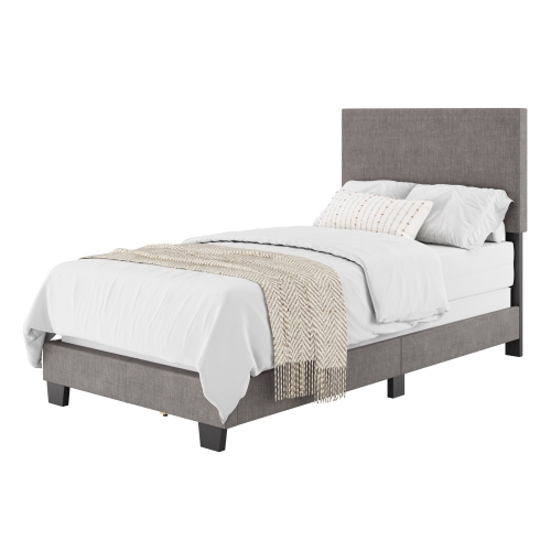 Lit simple moderne en tissu Luna d'Amber & Emily en gris foncé