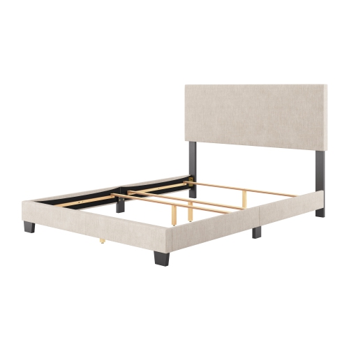 Grand lit moderne en tissu Luna d'Amber & Emily - Beige