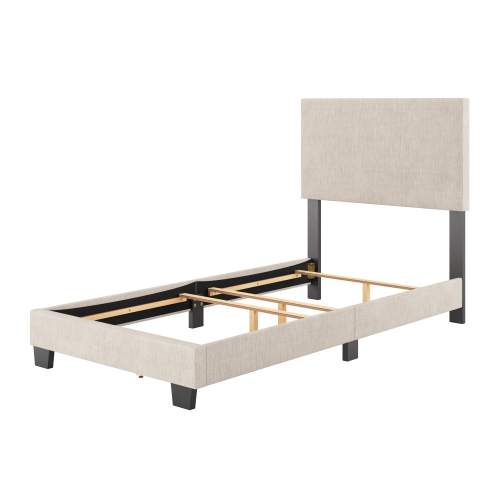 Lit simple moderne en tissu Luna d'Amber & Emily, beige