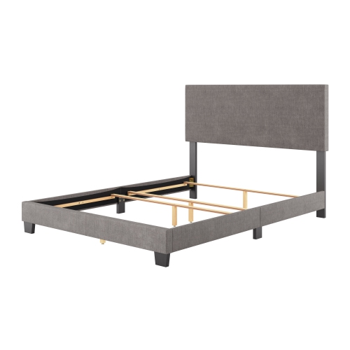 Grand lit moderne en tissu Luna d'Amber & Emily en gris foncé