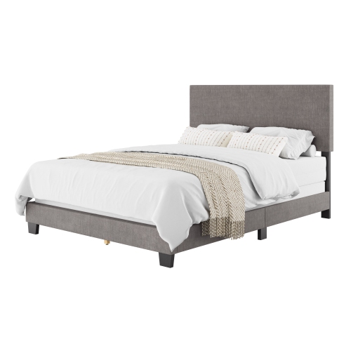 Grand lit moderne en tissu Luna d'Amber & Emily en gris foncé