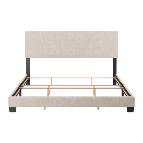 Amber & Emily Luna Modern Fabric King Bed in Beige