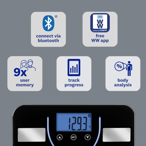 Weight Watcher - Digital Personal Scale with Body Analysis, Bluetooth, Maximum Capacity of 180kg