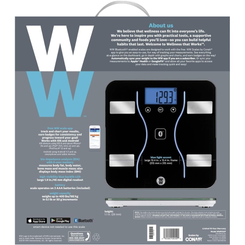 Weight Watcher - Digital Personal Scale with Body Analysis, Bluetooth, Maximum Capacity of 180kg