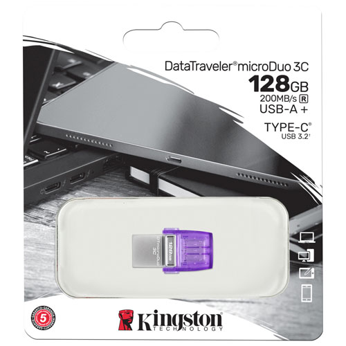 Clé USB 3.2 DataTraveler microDuo 3C de 128 Go de Kingston