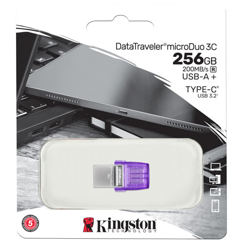 Kingston DataTraveler microDuo 3C 1 256GB USB 3.2 Flash Drive