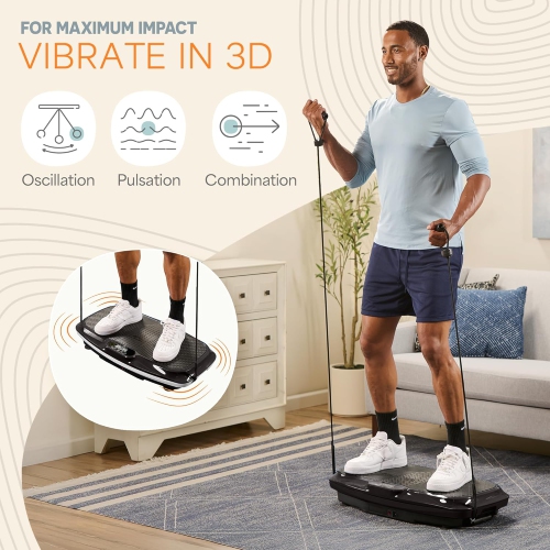 LifePro Turbo 3D Vibration Plate Exercise Machine with Magnetic Acupoints – Dual-Motor Vibrating Plate for Recovery, Lymphatic Drainage, Muscle