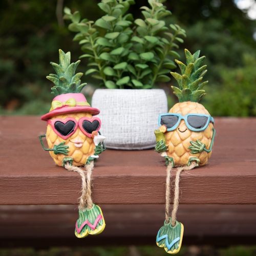 6.25" Tropical Girl Pineapple with Cocktail Outdoor Garden Statue