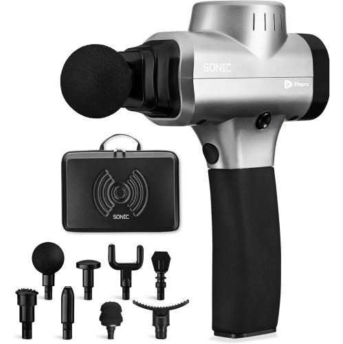 LIFEPRO  Sonic Handheld Percussion Massage Gun: Deep Tissue Massager for Sore Muscles And Stiffness - Quiet, 5 Speed High-Intensity Massage