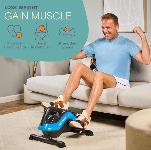 Vélo Flexcycle plus de Lifepro – exerciseur à pédales pour dessous de bureau avec bandes de résistance pour les bras et les jambes
