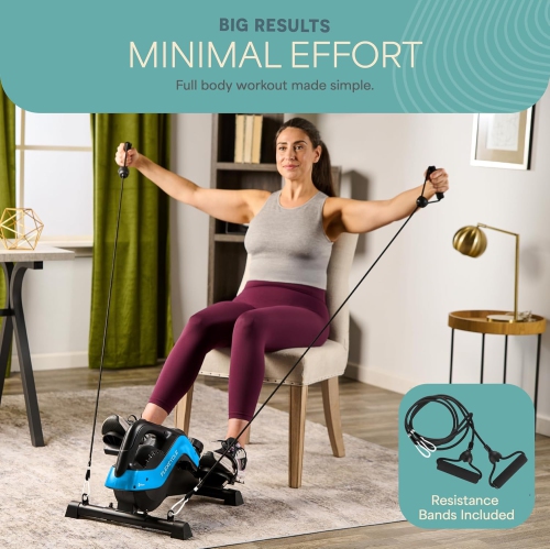 Vélo Flexcycle plus de Lifepro – exerciseur à pédales pour dessous de bureau avec bandes de résistance pour les bras et les jambes