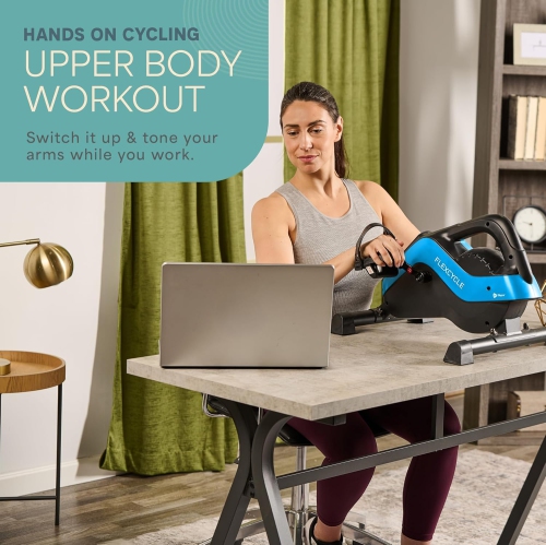 Vélo Flexcycle plus de Lifepro – exerciseur à pédales pour dessous de bureau avec bandes de résistance pour les bras et les jambes