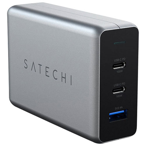 Chargeur compact GaN à 3 ports USB-C/USB-A Power Delivery de 100 W de Satechi