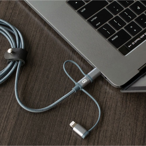 Câble tissé USB-A à USB-C/micro USB/Lightning de 1,5 m de LOGiiX (LGX-13335)