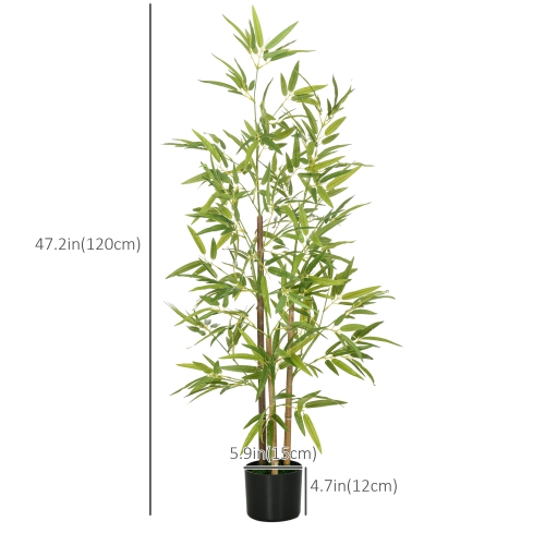HOMCOM 4ft Set of 2 Artificial Bamboo with Pot, Indoor Fake Plants for Home Office Living Room Decor