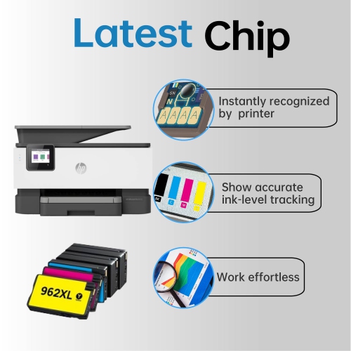 Gotoners 5 Pack Replacement for HP 962XL 962 XL Ink Cartridge with Latest Chip for HP OfficeJet Pro 9015 9010 9025 9018 9020 9012