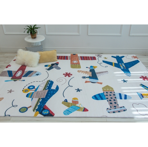 Rug Branch Kids Airplane Soft Playmat Cream Indoor Soft Area Rug