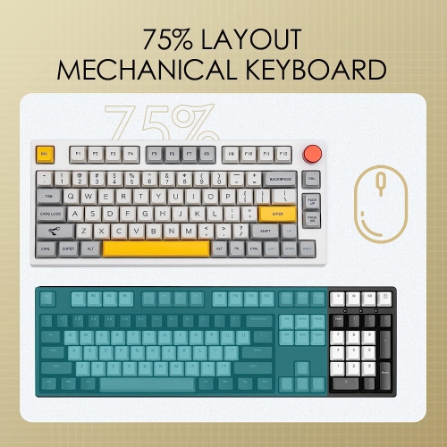 75% Hot Swap RGB 2.4Ghz/Bluetooth 5.0/Wired Gaming Mechanical Keyboard, with 4000mah Battery, MDA PBT Keycaps, Knob Control for Windows/Mac PS5 PS4