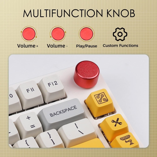 75% Hot Swap RGB 2.4Ghz/Bluetooth 5.0/Wired Gaming Mechanical Keyboard, with 4000mah Battery, MDA PBT Keycaps, Knob Control for Windows/Mac PS5 PS4