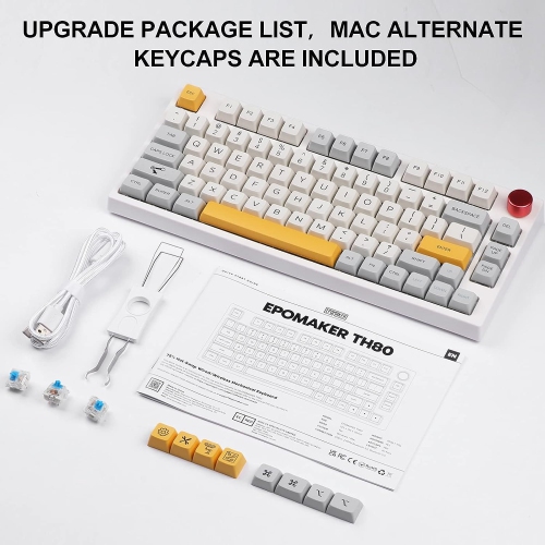 75% Hot Swap RGB 2.4Ghz/Bluetooth 5.0/Wired Gaming Mechanical Keyboard, with 4000mah Battery, MDA PBT Keycaps, Knob Control for Windows/Mac PS5 PS4