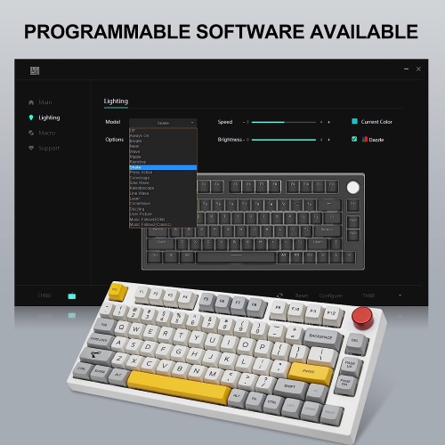 75% Hot Swap RGB 2.4Ghz/Bluetooth 5.0/Wired Gaming Mechanical Keyboard, with 4000mah Battery, MDA PBT Keycaps, Knob Control for Windows/Mac PS5 PS4