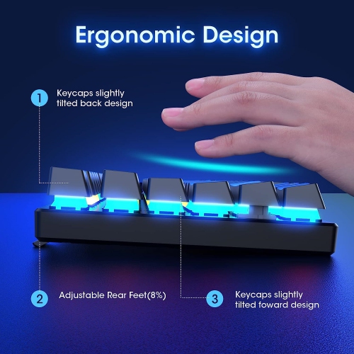 RGB 104 Keys Ultra-Slim Rainbow LED Backlit USB Wired Keyboard with Blue Switches, Durable ABS Keycaps/Anti-Ghosting/Spill-Resistant Mechanical