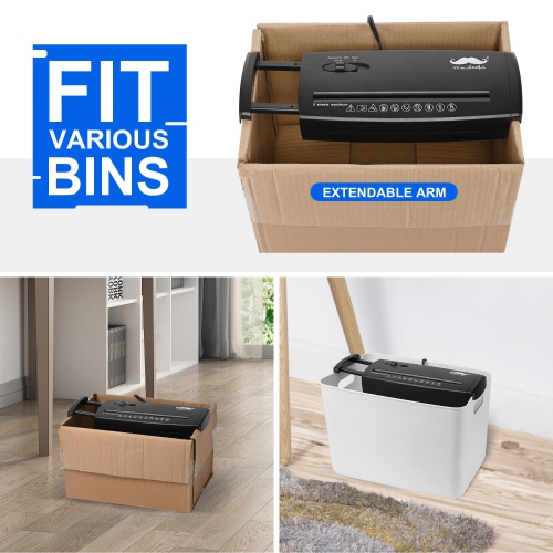 Déchiqueteuse à coupe en bandes de 5 feuilles avec bras extensible, carte de crédit CD Home Office Déchiqueteuse portative sans corbeille