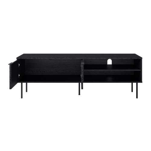 Amber & Emily Leander Black Fluted TV Stand Media Console, For TVs up to 75''