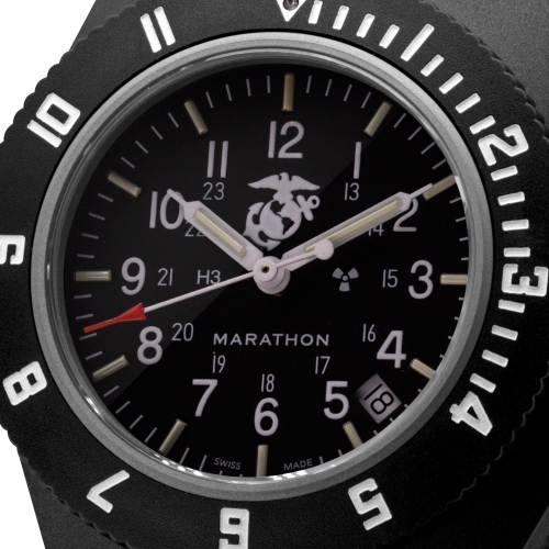 MARATHON- Official USMC Black Pilot'S Navigator with Date on Nylon Defstan 41mm