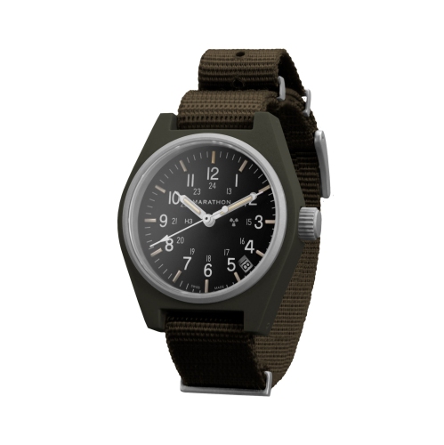 MARATHON- Sage Green General Purpose Quartz with Date On Sage Green Defense Strap 34mm