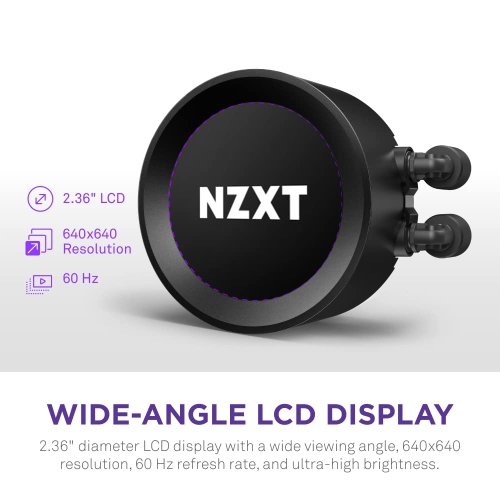 NZXT Kraken Elite 280 RGB 280mm AIO CPU Liquid Cooler, Customizable 2.36" LCD Display, High-Performance Pump - 2 x F140 RGB Core Fans