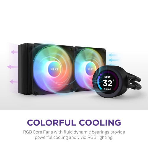 NZXT Kraken Elite 280 RGB 280mm AIO CPU Liquid Cooler, Customizable 2.36" LCD Display, High-Performance Pump - 2 x F140 RGB Core Fans