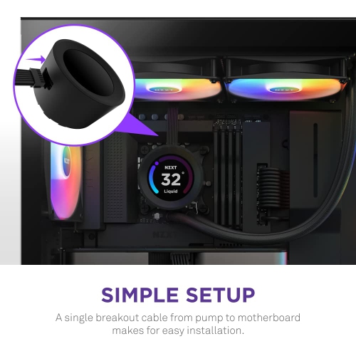 NZXT Kraken Elite 280 RGB 280mm AIO CPU Liquid Cooler, Customizable 2.36" LCD Display, High-Performance Pump - 2 x F140 RGB Core Fans