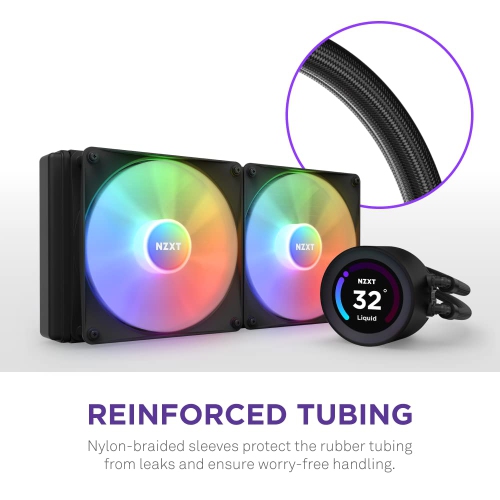 NZXT Kraken Elite 280 RGB 280mm AIO CPU Liquid Cooler, Customizable 2.36" LCD Display, High-Performance Pump - 2 x F140 RGB Core Fans