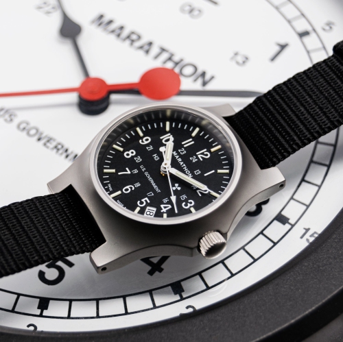 MARATHON- Officer'S Quartz W/ Date on Nylon Defstan 36mm