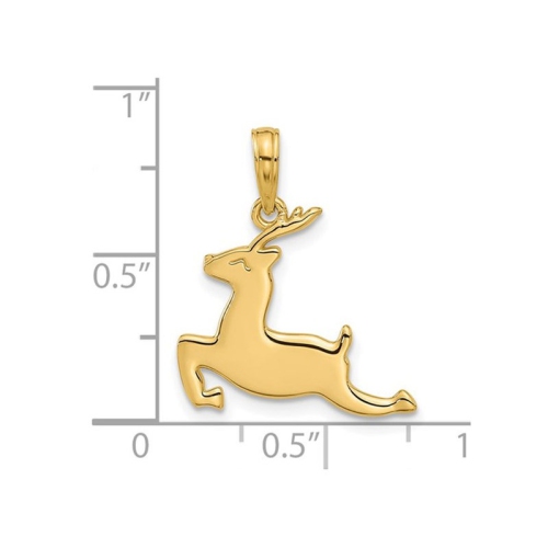 14K Yellow Gold Reindeer Charm Pendant Necklace with Chain