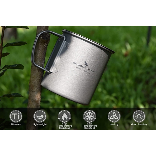 Boundless Voyage Titanium Cup Set | Lightweight Stackable Water Coffee Cup Mug for Outdoor Camping Hiking Backpacking 200ml+300ml+450ml