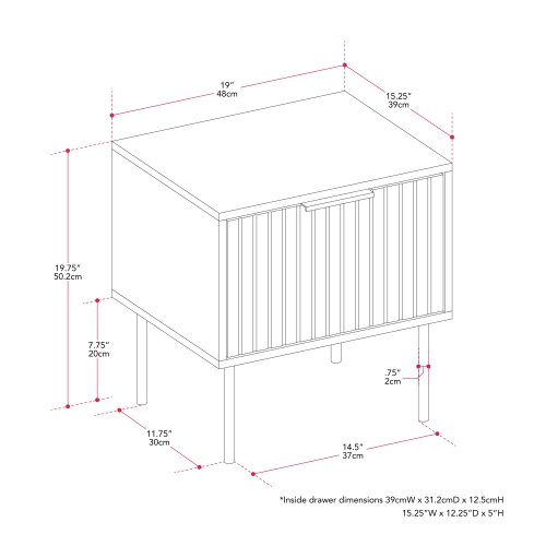 Amber & Emily Leander Black Fluted Side Table