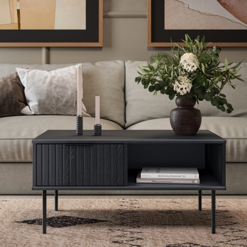 Amber & Emily Leander Black Fluted Coffee Table