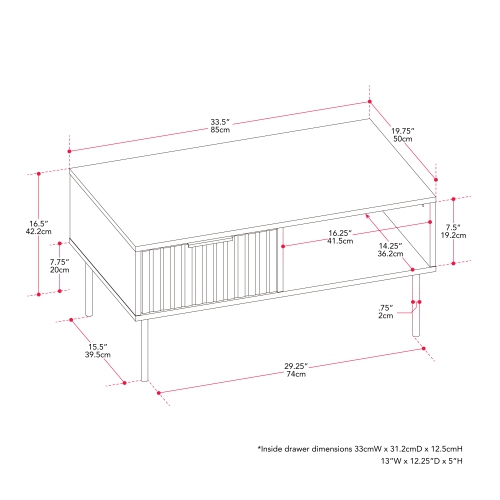 Amber & Emily Leander Black Fluted Coffee Table