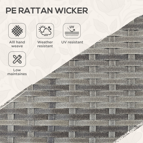 Outsunny Patio PE Wicker Garden Serving Cart with 2-Tier Shelf, Outdoor Wheeled Rattan Food Cart with Drawer, Handles, for Poolside, Garden, Mixed