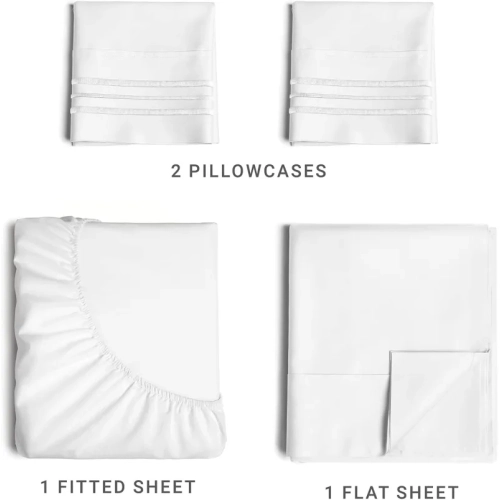 Hotel Luxury Queen Size 4 Piece Sheet Set | Comfy, Breathable, Cooling Sheets