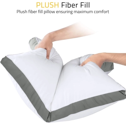 Cooling Queen Size Bed Pillows, Set of 2 - Hotel Quality Gusseted Pillows for Back, Stomach, or Side Sleepers