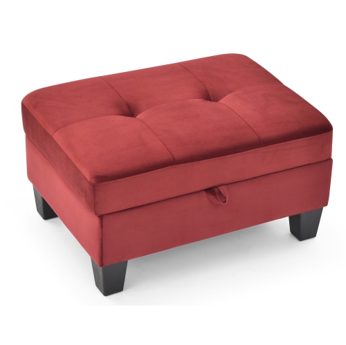 Monaco Burgundy Tufted Storage Ottoman