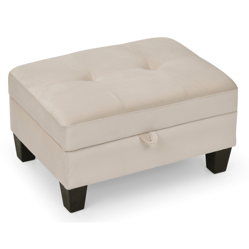 Monaco Beige Tufted Storage Ottoman