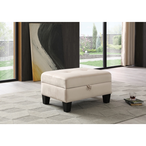 Monaco Beige Tufted Storage Ottoman