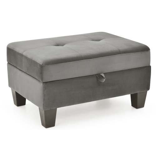 Monaco Gray Tufted Storage Ottoman