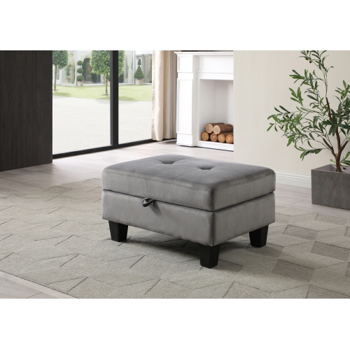 Monaco Gray Tufted Storage Ottoman
