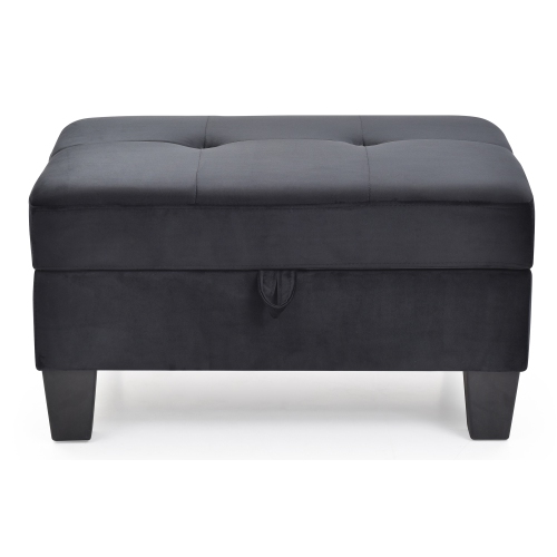 PASSION FURNITURE  Monaco Tufted Storage Ottoman In Black